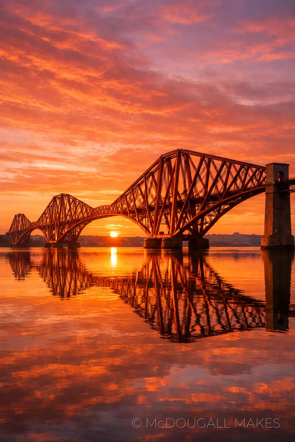 Forth Bridge|Edinburgh|Sunrise|Industrial|Steel|Reflections