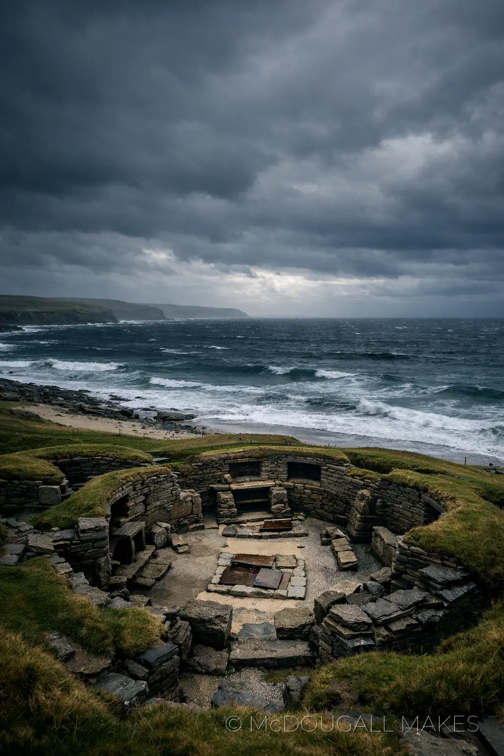 Skara Brae|Orkney|Vertical|Landscape|Coastline|Ocean|Moody