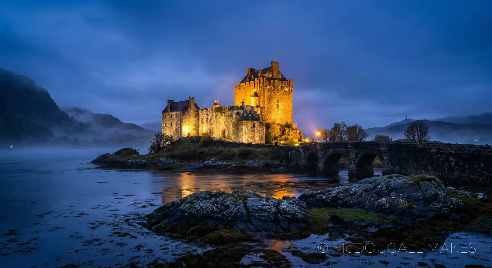 Eilean Donan|Castle|Twilight|Mist|Blue Hour|Highlands
