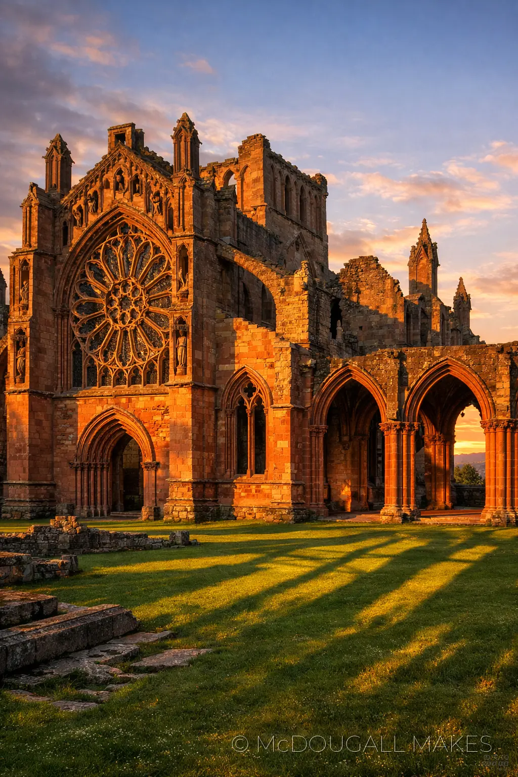 Melrose Abbey|Borders|Gothic|Sunset|Abbey|Architecture