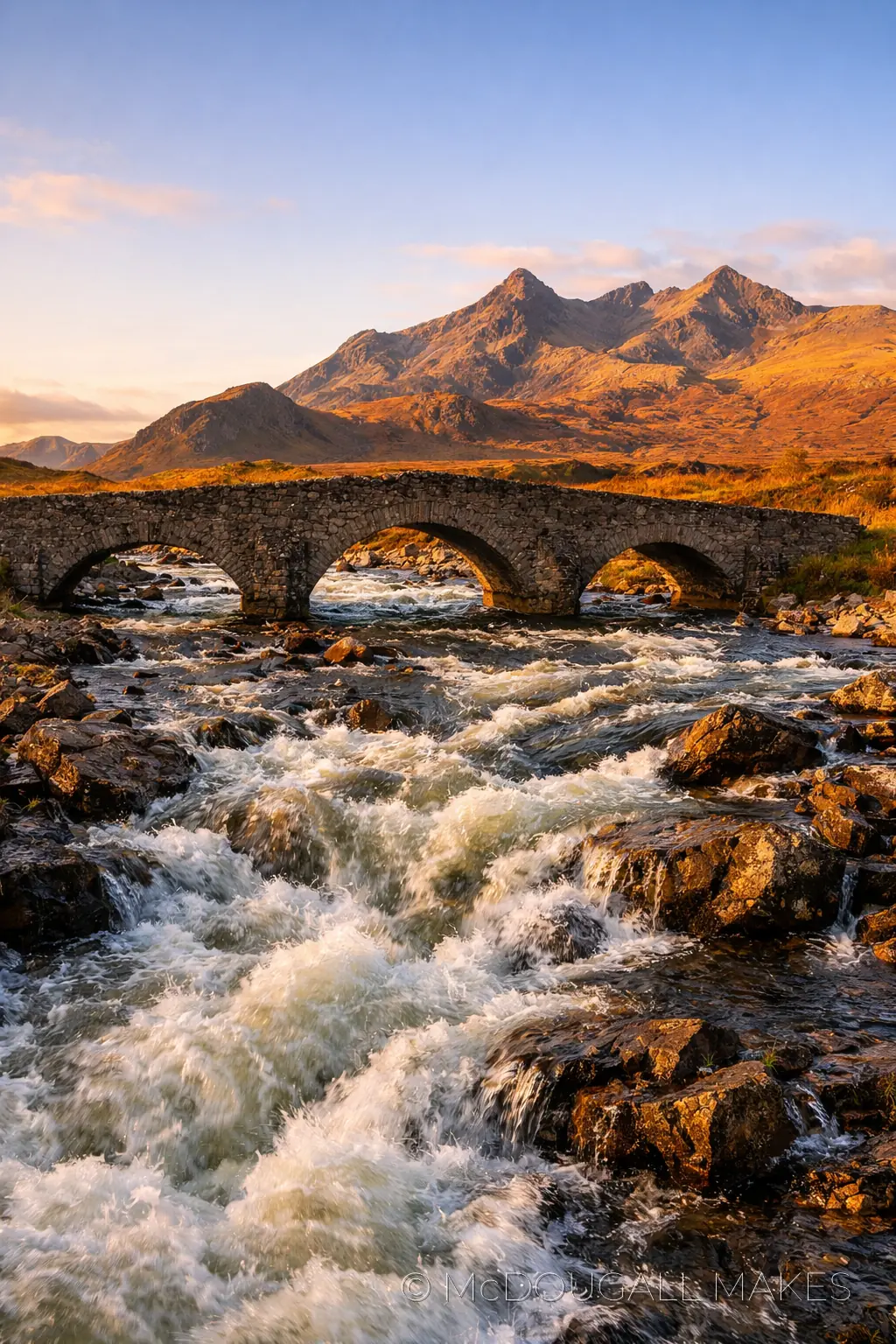 Sligachan|Skye|Bridge|River|Mountains|Highlands|Golden Hour