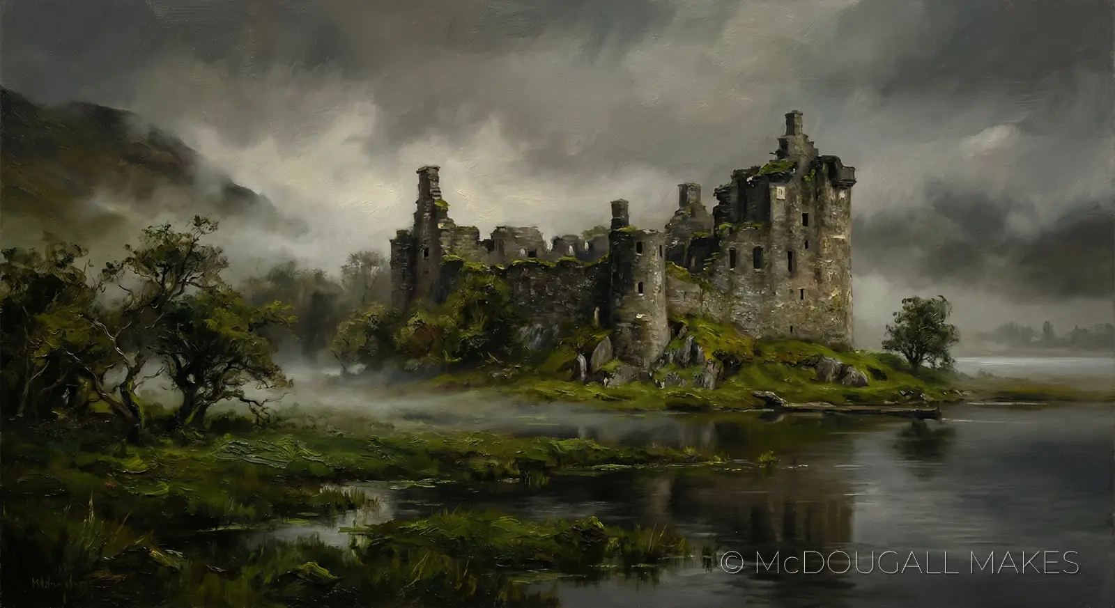 Kilchurn|Castle|Loch Awe|Oil Painting|Ruins|Mist|Highlands