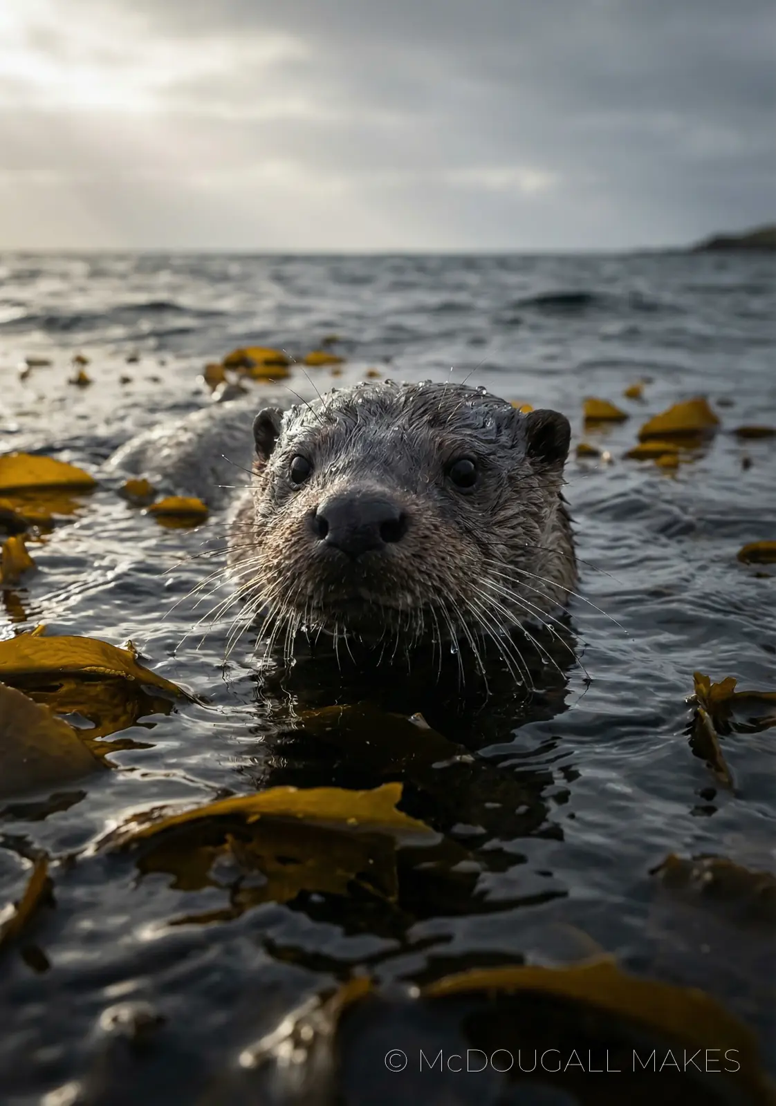 Otter|Wildlife|Shetland|Ocean|Water|Kelp|Action