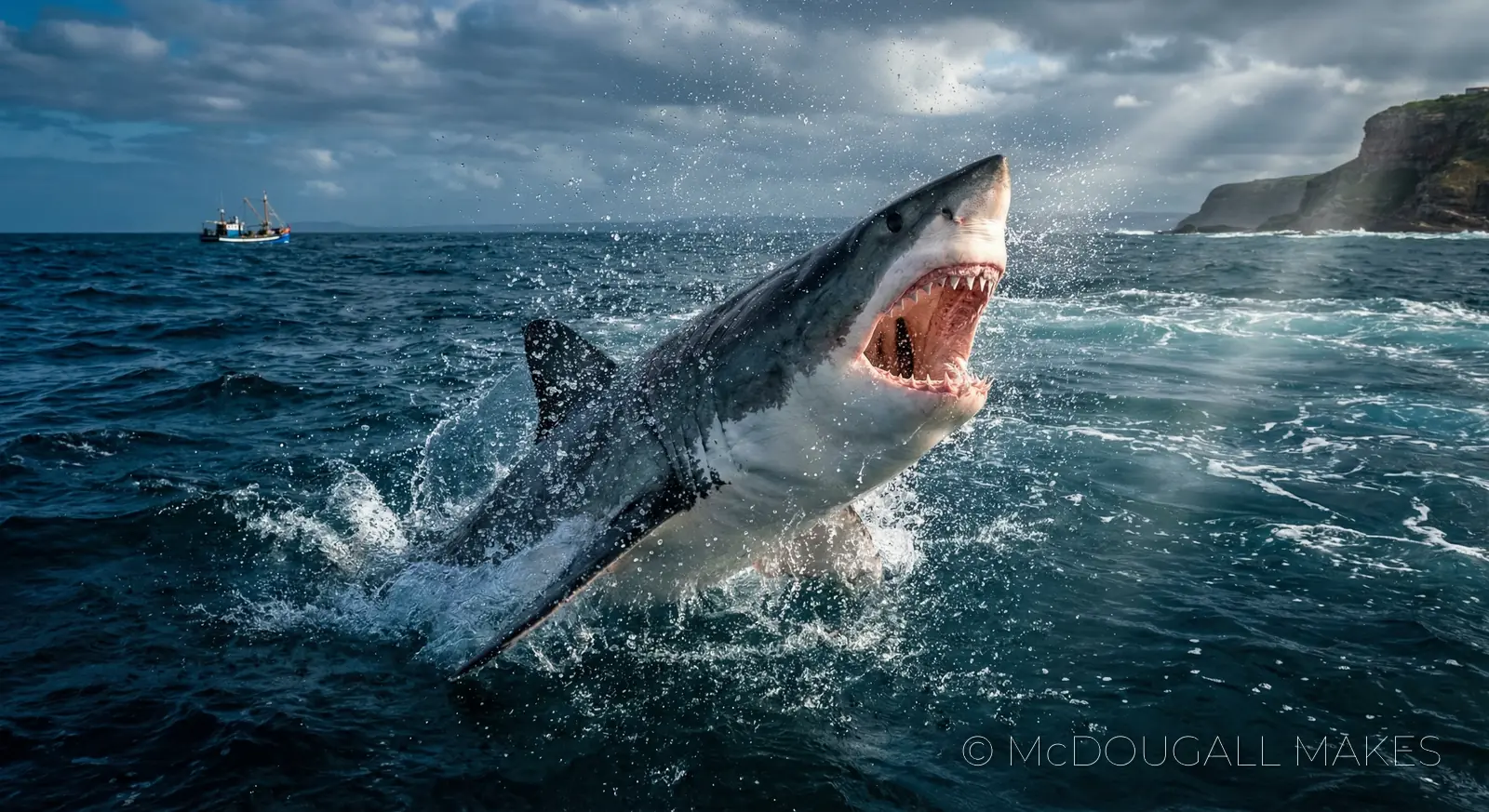 Shark|Ocean|Predator|Breach|Underwater|Action|Nature