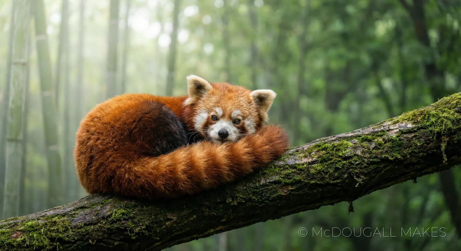 Red Panda|Forest|Bamboo|Nature|Wildlife|Vibrant|Soft